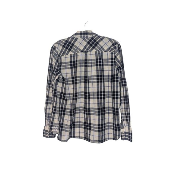 J. Crew Navy Checked Long Sleeve Cotton Henley SZ - S *See Description* - Picture 2 of 4